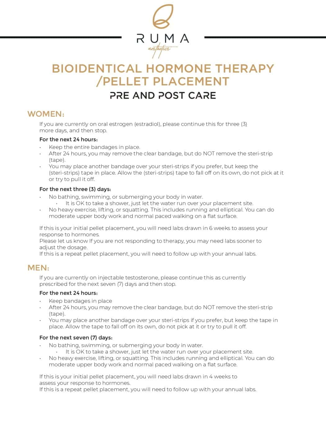 Hormone therapy pre post care
