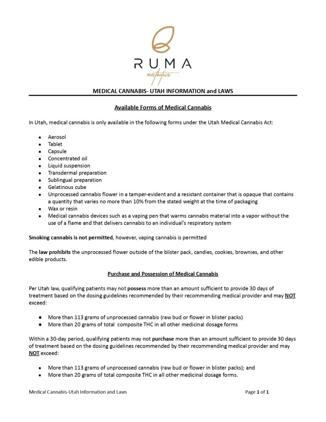 Cannabis Information and Laws - Ruma Aesthetics Lehi, Utah