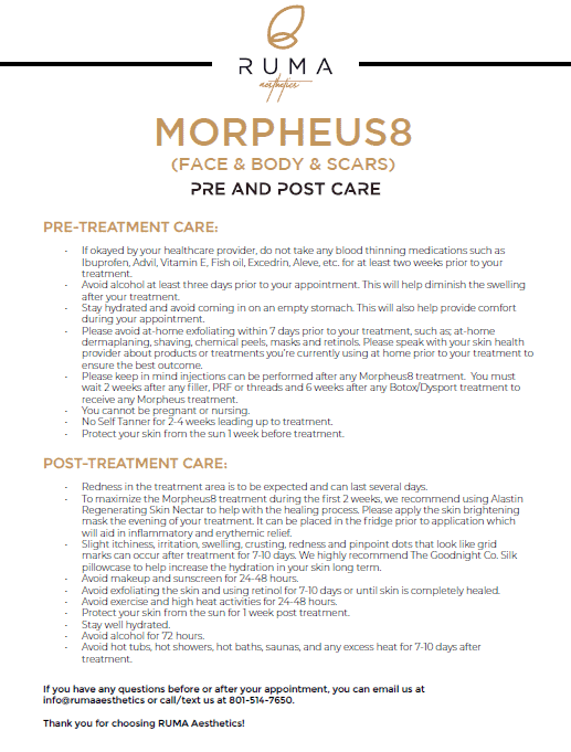 Morpheus8 pre and post care