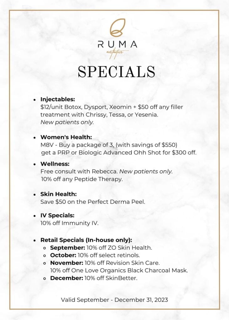 END OF YEAR SPECIALS_Update-Rumaaesthetics END OF YEAR SPECIALS ad by RUMA