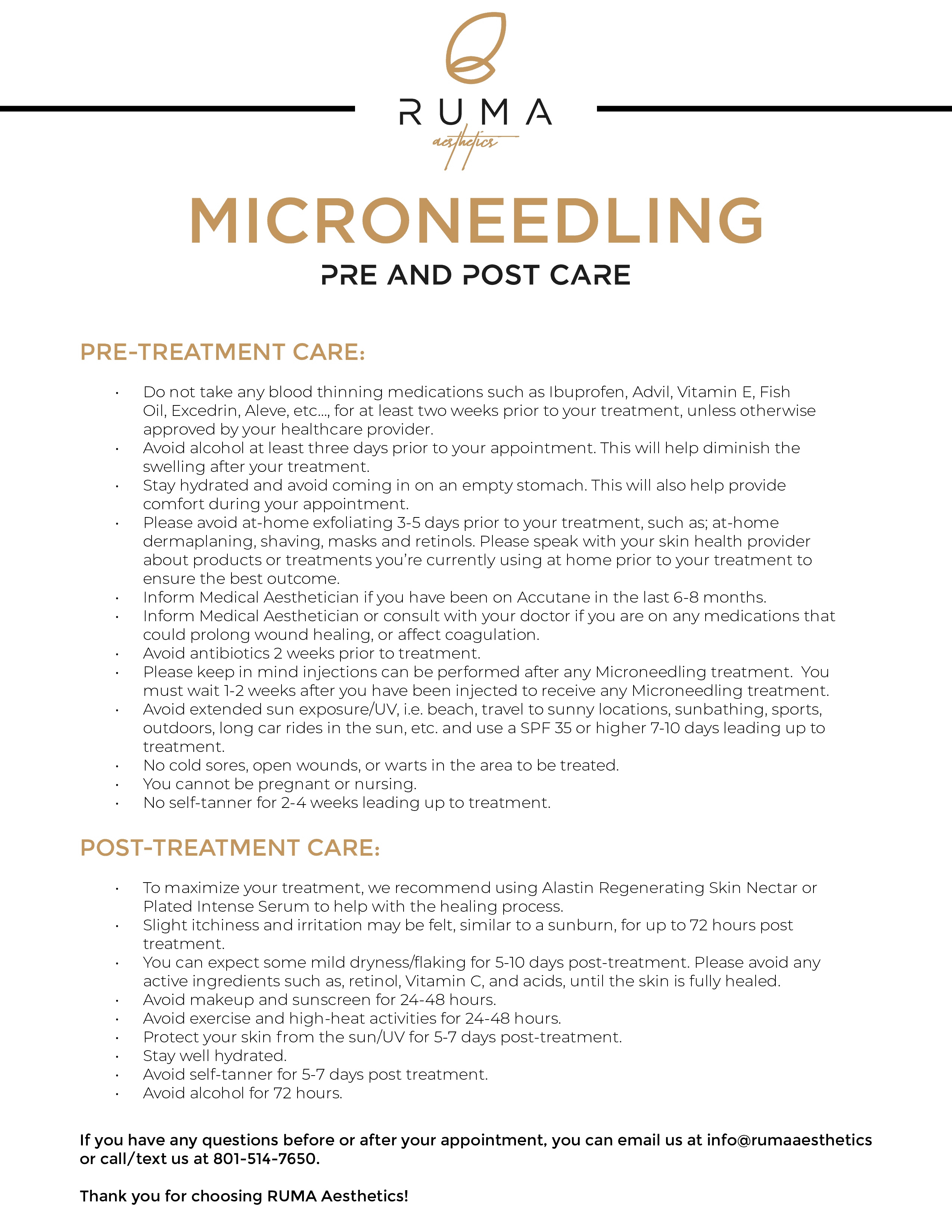 Microneedling Pre and Post Care